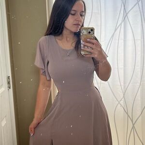 Lulu's Dusty Lilac Backless Draped Dress